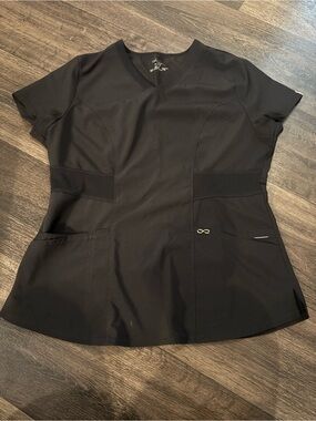 Women's Black V-Neck Scrub Top